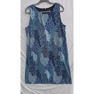 Ronni Nicole Dress Womens 16 Blue Paisley Scoop Neck Sleeveless Shift Lined